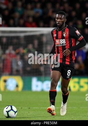 Bournemouth, UK. Okt, 2018 02. Jefferson Lerma der AFC Bournemouth - AFC Bournemouth v Crystal Palace, Premier League, Vitalität Stadion, Bournemouth - 1. Oktober 2018 STRENG REDAKTIONELLE NUR VERWENDEN - DataCo Regeln anwenden - Keine Verwendung mit nicht autorisierten Audio-, Video-, Daten-, Spielpläne, Verein/liga Logos oder "live" Dienstleistungen. On-line-in-Verwendung auf 75 Bilder beschränkt, kein Video-Emulation. Keine Verwendung in Wetten, Spiele oder einzelne Verein/Liga/player Publikationen. Credit: Richard Calver/Alamy leben Nachrichten Stockfoto