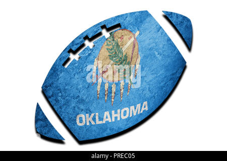 Rugby Ball Oklahoma State Flag. Oklahoma Flagge Hintergrund Rugby Ball Stockfoto