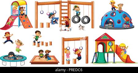 Kinder auf Spielplatz ausrüstung Abbildung Stock Vektor