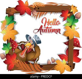 Happy herbst Türkei Holzrahmen Abbildung Stock Vektor