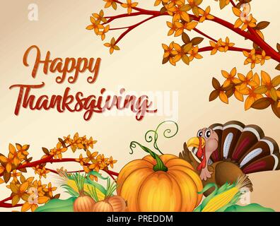Happy Thanksgiving Karte Vorlage Abbildung Stock Vektor