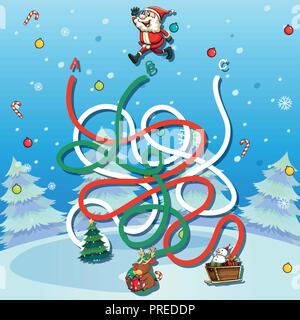 Santa claus Labyrinth-spiel Vorlage Abbildung Stock Vektor
