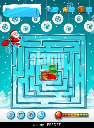 Weihnachten Labyrinth-spiel Vorlage Abbildung Stock Vektor