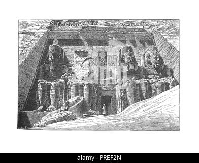 Original artwork eines ägyptischen Rock Temple - (Ipsambul). In eine bildliche Geschichte der großen Nationen der Welt Veröffentlicht: von der frühestmöglichen Termine zum Th Stockfoto