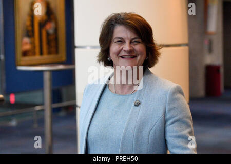 Vorsitzende der Democratic Unionist Party (DUP), Arlene Foster, an der jährlichen Konferenz der Konservativen Partei in der International Convention Centre, Birmingham, wo die DUP einen Empfang für die Teilnehmer. PRESS ASSOCIATION Foto. PRESS ASSOCIATION Foto. Bild Datum: Dienstag, 2. Oktober 2018. Siehe PA Geschichte TORY Main. Photo Credit: Victoria Jones/PA-Kabel Stockfoto