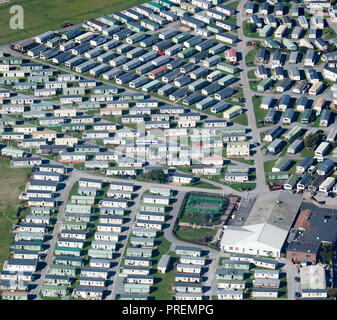 Eine Luftaufnahme einer mobilen Home Park, Morecambe, North West England, Großbritannien Stockfoto