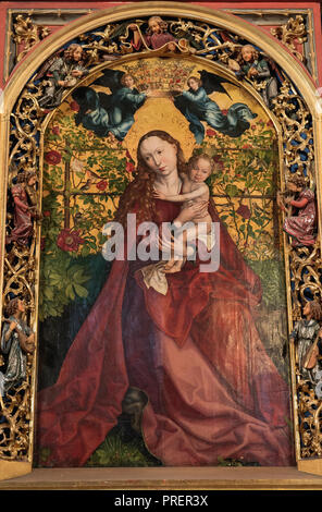 Madonna mit dem Kind in eine Rose Dorn (1473), St Martin's Church, Colmar. Stockfoto