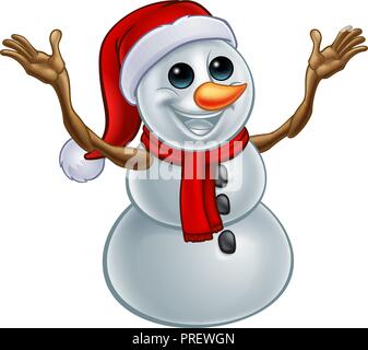 Schneemann Weihnachten Santa Hut Cartoon Stock Vektor