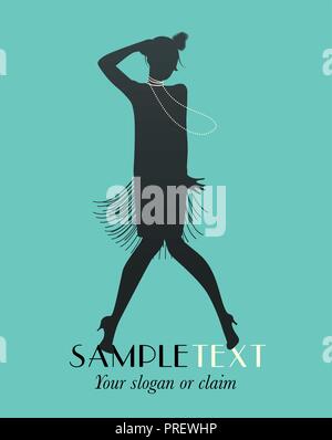 Silhouette von Flapper Girl tanzen Charleston Stock Vektor