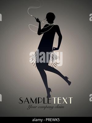 Silhouette von Flapper Girl tanzen Charleston Stock Vektor