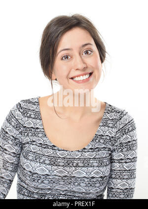 Portrait von Nizza brünette Frau Mit freundlichen Grüßen lächelnd Stockfoto