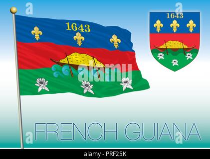 Französisch Guyana offizielle Flagge und Symbole, Vector Illustration Stock Vektor