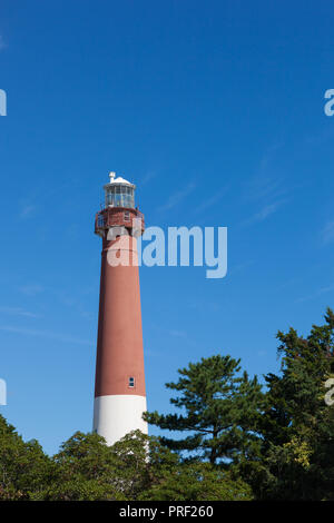 Ein Blick auf die historische Barnegat Leuchtturm auf Long Beach Island. Allgemein als Alte Barney bekannt. Stockfoto