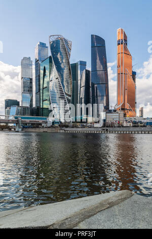 Russland Moskau am 27. April 2018: die Wolkenkratzer der Stadt Moskau - Moskau International Business Center in der Innenstadt von Moskau. Stockfoto