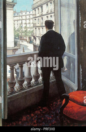 Gustave Caillebotte - ein junger Mann an seinem Fenster Stockfoto