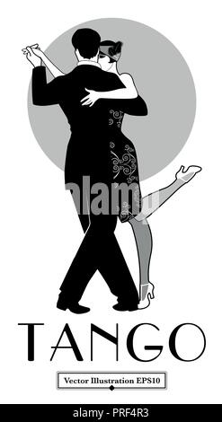 1920 Tango Poster. Elegantes Paar Tango tanzen. Retro Stil Stock Vektor