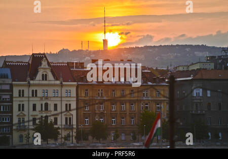 Sonnenuntergang in Budapest, Ungarn Stockfoto