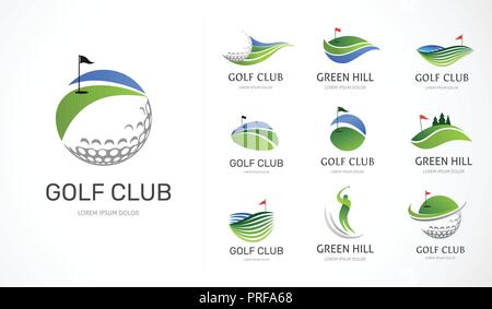 Golf Club Icons, Symbole, Elemente und Logo Sammlung Stock Vektor