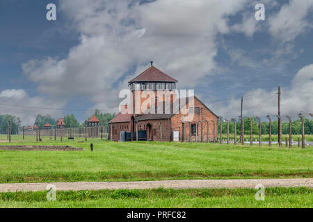 In Auschwitz II Birkenau Konzentrations- und Vernichtungslager. Hauptgebäude errichtet und durch das Dritte Reich in deutschen Betrieben - besetzten Polen dur Stockfoto