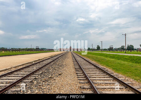 In Auschwitz II Birkenau Konzentrations- und Vernichtungslager. Hauptgebäude Stockfoto