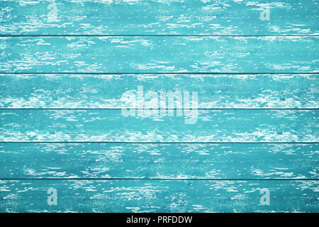 Ein blauer und rustikalem Holz Tisch Hintergrund mit abgeplatzte Farbe, von oben nach unten anzeigen. Stockfoto