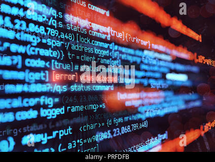 Computer Programmierung Code erkennt einen Virus. Online Sicherheit, Hacking und digitale firewall Hintergrund 3D Illustration Stockfoto
