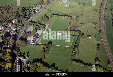 Luftaufnahme von Keighley Rugby Union Football Club, West Yorkshire Stockfoto