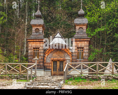 Russische Kapelle auf dem Pass Vršič Stockfoto