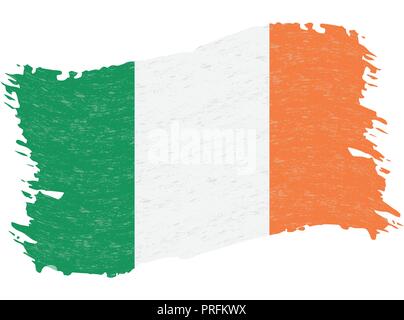 Flagge von Irland, Grunge abstrakten Pinselstrich isoliert auf einem weißen Hintergrund. Vector Illustration. Stock Vektor