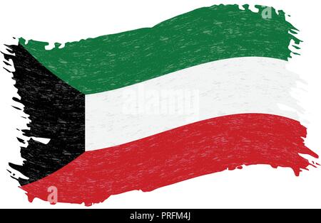 Flagge Kuwait, Grunge abstrakten Pinselstrich isoliert auf einem weißen Hintergrund. Vector Illustration. Stock Vektor