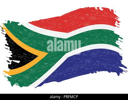 Flagge Südafrika, Grunge abstrakten Pinselstrich isoliert auf einem weißen Hintergrund. Vector Illustration. Stock Vektor