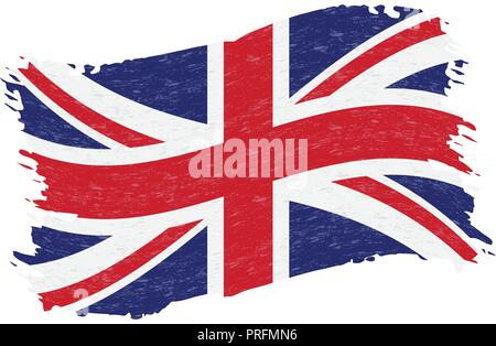 Flagge des Vereinigten Königreichs, Grunge abstrakten Pinselstrich isoliert auf einem weißen Hintergrund. Vector Illustration. Stock Vektor