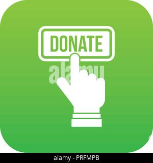 Hand drückt die Taste Symbol Digital Green zu spenden Stock Vektor