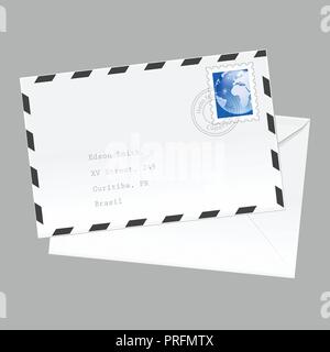 Air Mail Umschlag, auf weißem Hintergrund, Vector Illustration. Stock Vektor