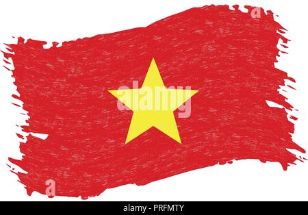 Flagge von Vietnam, Grunge abstrakten Pinselstrich isoliert auf einem weißen Hintergrund. Vector Illustration. Stock Vektor