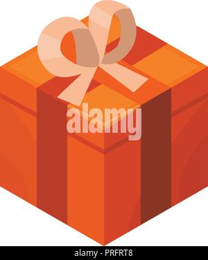 Orange Geschenkbox Symbol, isometrische Stil Stock Vektor