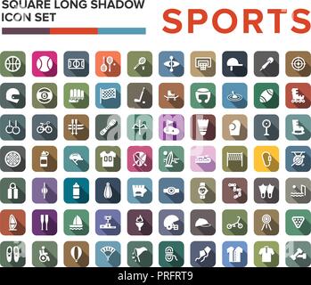 Sport Symbole festlegen im flat Design mit langen Schatten Stock Vektor