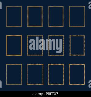 Satz von luxuriösen goldenen Rahmen und Grenzen gesetzt. Golden Set frames Template elegante Verzierung Linien. für Restaurant, Lizenzgebühren, Boutique, Hotel, Heraldische, Jude Stock Vektor