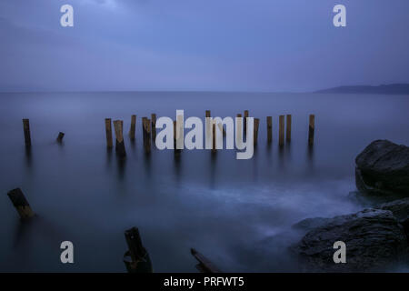 Pamucak Meer lange Belichtung, Selcuk, Izmir, Türkei Stockfoto