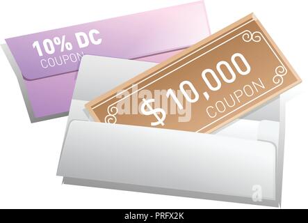 Gutschein mit weißen Umschlag Abbildung. Vector Illustration. Stock Vektor