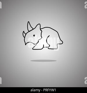 Dinosaurier Triceratops auf grauem Hintergrund mit Farbverlauf. Vector Illustration. Stock Vektor