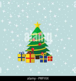 Der geschmückte Weihnachtsbaum mit präsentiert Stock Vektor