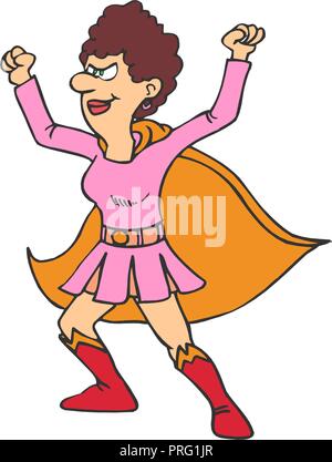 Superhelden Super Mom Familie Vector Illustration Stock Vektor