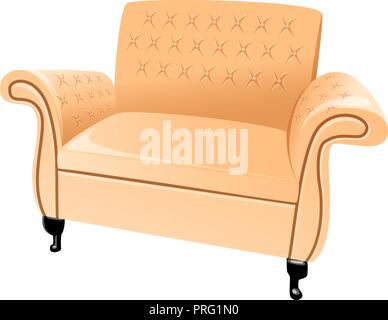 Möbel Braun Sofa isoliert auf weißem Hintergrund. Vector Illustration Stock Vektor