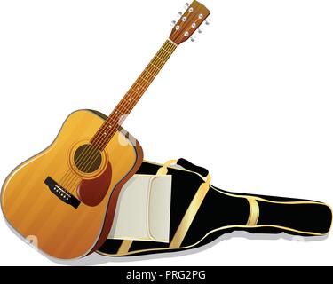 Akustische Gitarren isoliert auf weißem Hintergrund. Vektor-illustration Stock Vektor