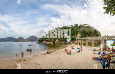 Boa Viagem Beach und der Insel - Niteroi, Rio de Janeiro, Brasilien Stockfoto
