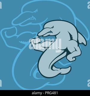 Dolphin Maskottchen Charakter. Tier Cartoon Character Vector Illustration. Stock Vektor