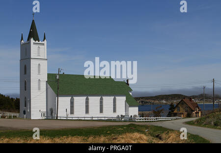 Stadt Trinity. Trinity ist eine kleine Stadt auf die Trinity Bay in Neufundland und Labrador, Kanada. Eine der Kirchen. Stockfoto