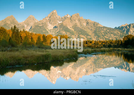 Blick von der Schwabacher Landung am Grand Teton National Park, Wyoming Stockfoto