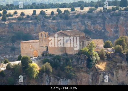 San Frutos Hermitage. Hoces del Duraton Naturpark. Segovia. Castilla y Leon. Spanien Stockfoto